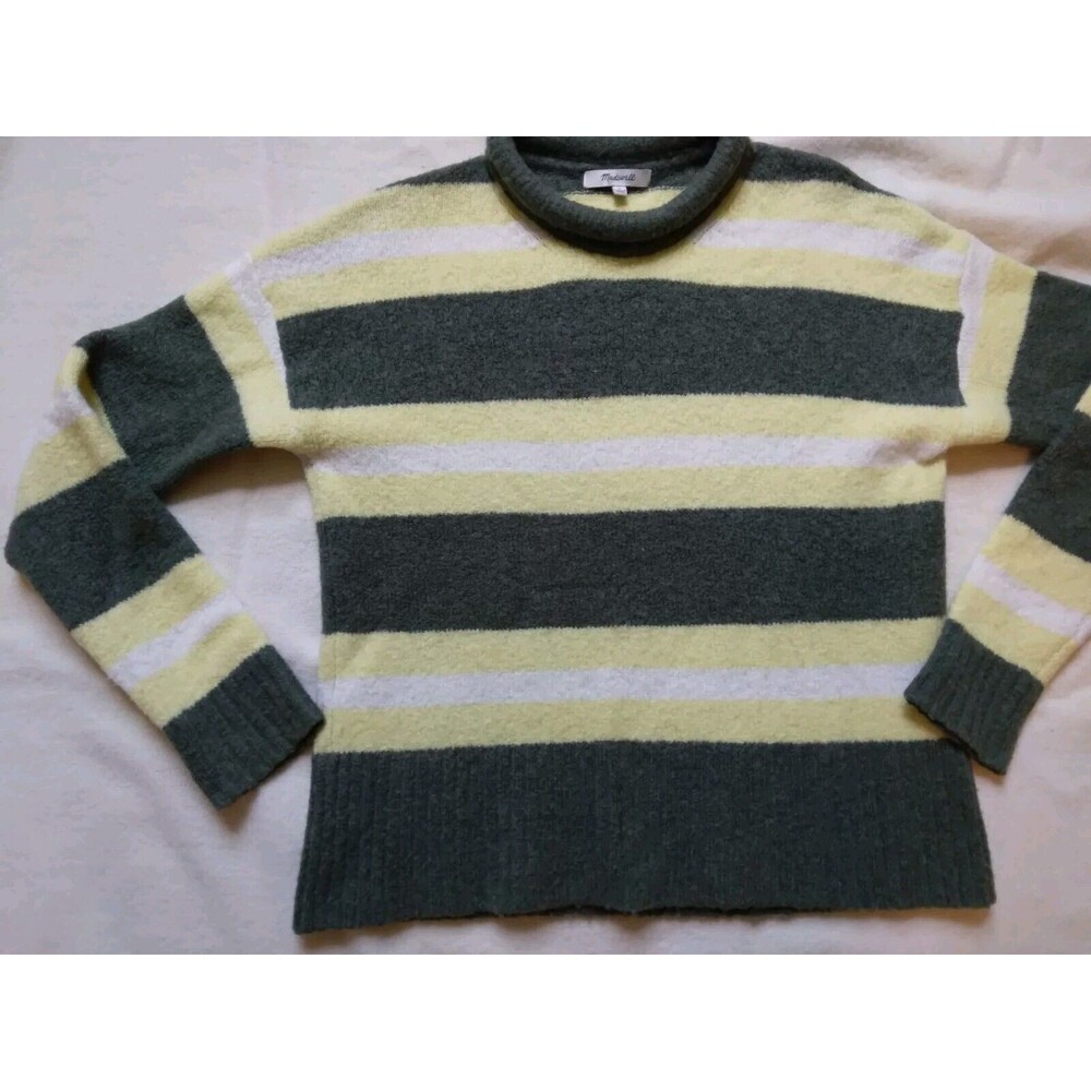 Madewell Striped Fulton Sweater Green Yellow Striped Womens Size Small - Picture 4 of 8